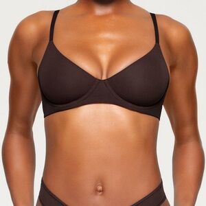 SKIMS everybody unlined Demi bra 46F Espresso